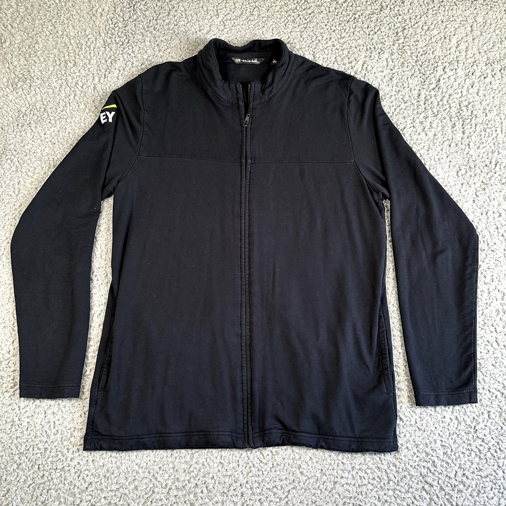 Travis Mathew Sweatshirt Men's Large Black Full Zip Jacket Fleece‎ Pockets
